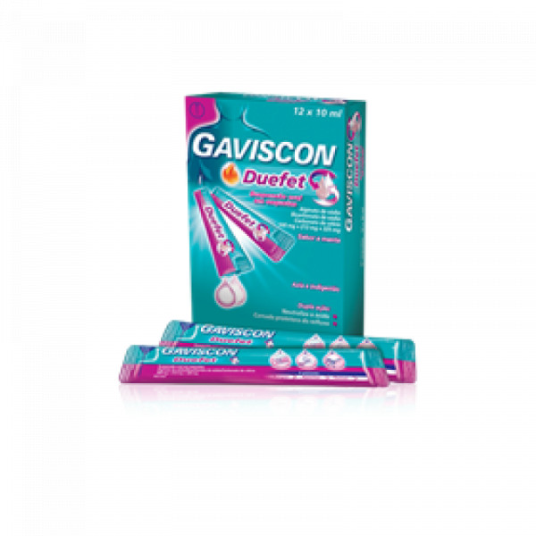 Gaviscon Duefet, 500/213/325 Mg X 12 Susp Oral Saq